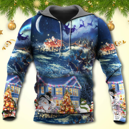 Christmas Santa Claus Family In Love Light Art Style - Hoodie - Owl Ohh - Owl Ohh