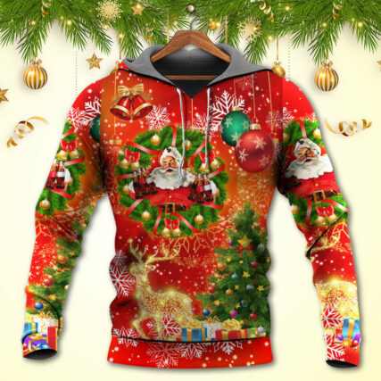 Christmas Santa Claus Drinking Christmas Tree Red Light - Hoodie - Owl Ohh - Owl Ohh