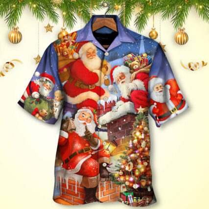 Christmas Up On Rooftop Santa Claus Art Style - Hawaiian Shirt - Owl Ohh - Owl Ohh