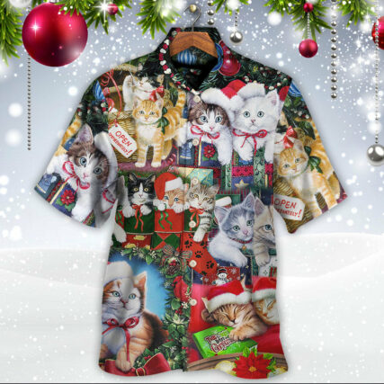 Cat Christmas Tree Merry Xmas - Hawaiian Shirt - Owl Ohh - Owl Ohh