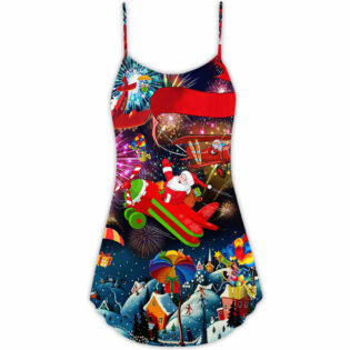 Christmas Spreading Love Santa - V-neck Sleeveless Cami Dress - Owl Ohh - Owl Ohh