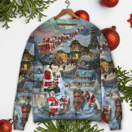 Christmas Wonderful Time Of The Year Santa Claus Coming - Sweater - Ugly Christmas Sweaters - Owl Ohh - Owl Ohh
