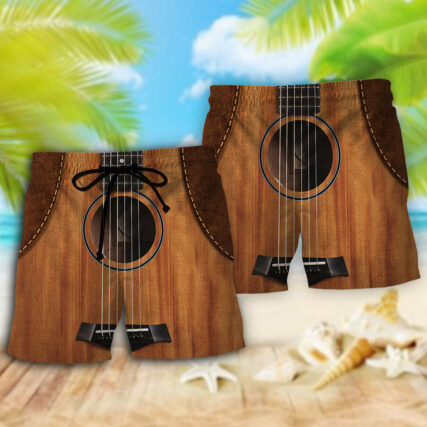 Guitar Vintage Leather Music Lover - Beach Short - Owl Ohh - Owl Ohh