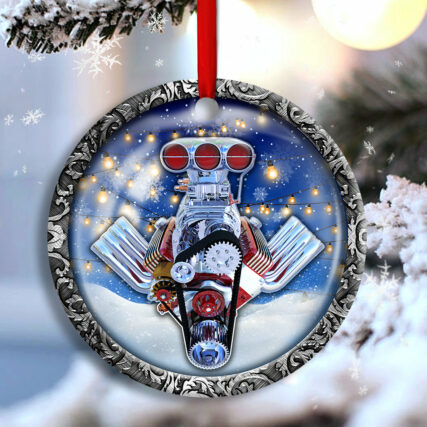 Hot Rod Christmas Snow Ball - Circle Ornament - Owl Ohh - Owl Ohh