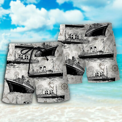 Cruising Retro And Sea Map - Beach Short - Owl Ohh - Owl Ohh