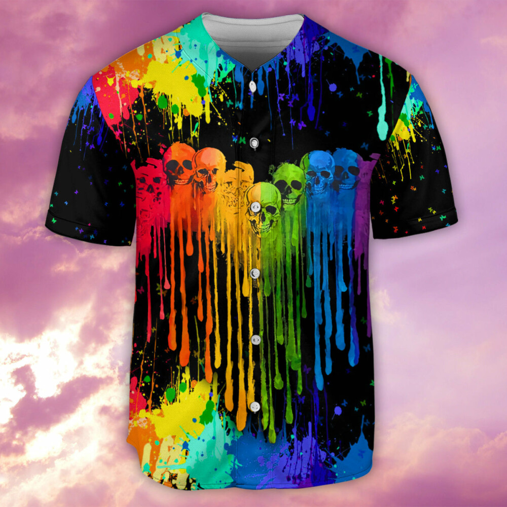 LGBT Skull Heart Skull Style - Baseball Jersey - Owl Ohh - Owl Ohh