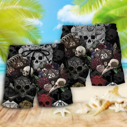 D20 And Skull Darkness Art - Beach Short - Owl Ohh - Owl Ohh
