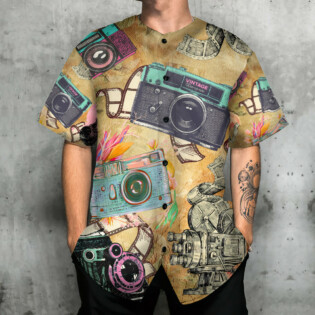Camera Look At Old Cameras - Baseball Jersey - Owl Ohh - Owl Ohh