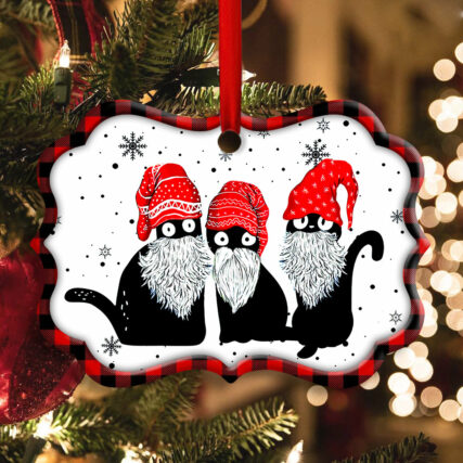 Christmas Cat Santa Hat Gromes - Horizontal Ornament - Owl Ohh - Owl Ohh
