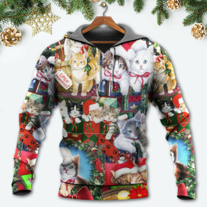 Cat Christmas Tree Merry Xmas - Hoodie - Owl Ohh - Owl Ohh