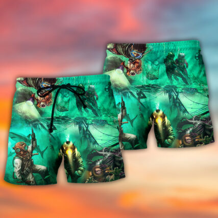 Diving Monster Under The Sea Art Style - Beach Short - Owl Ohh - Owl Ohh