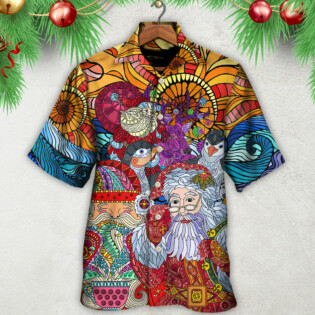Christmas Santa Colorful Geometry - Hawaiian Shirt - Owl Ohh - Owl Ohh