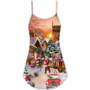 Christmas Santa Is Delivering Love - V-neck Sleeveless Cami Dress - Owl Ohh - Owl Ohh