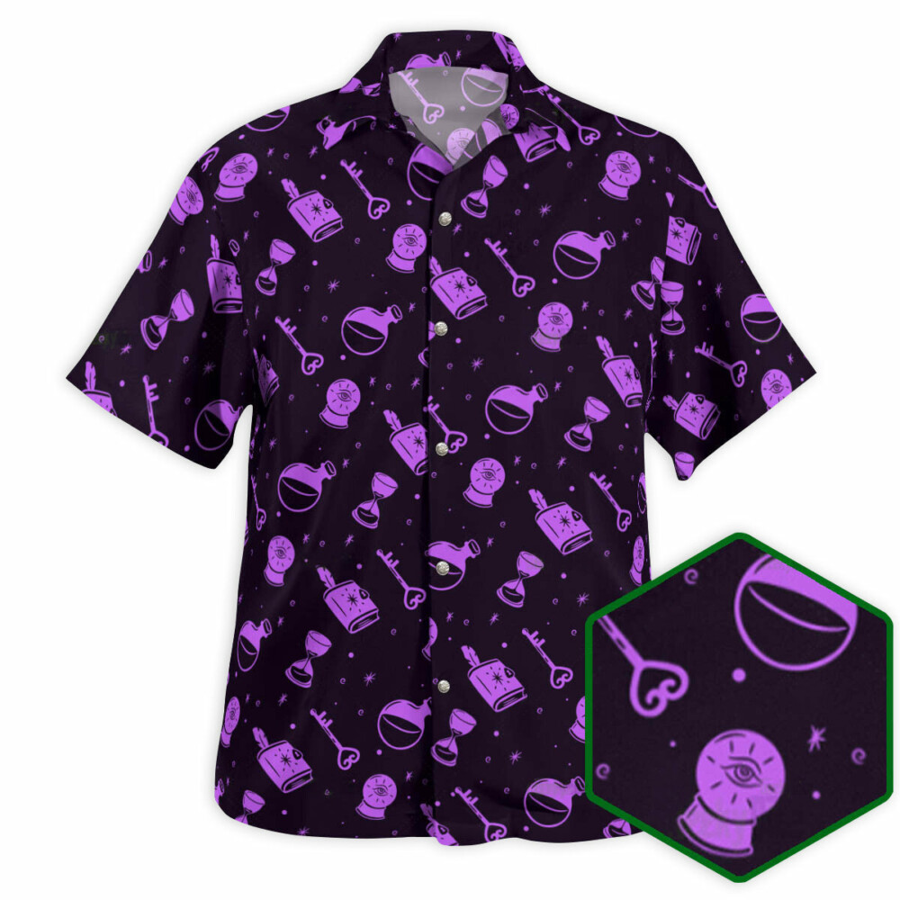 DnD Magical Purple Pattern - Hawaiian Shirt - Owl Ohh - Owl Ohh