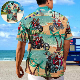 Christmas In July Driving With Santa Claus On Summer Beach - Hawaiian Shirt - Owl Ohh-Owl Ohh