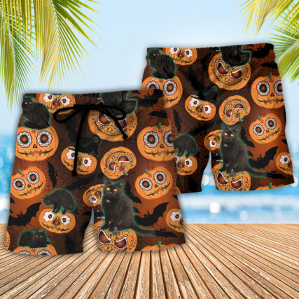 Halloween Is Better Cat Make - Beach Short - Owl Ohh - Owl Ohh