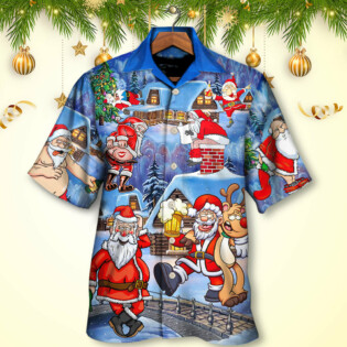 Christmas Santa Claus Drunk Beer Troll Happy Xmas - Hawaiian Shirt - Owl Ohh - Owl Ohh