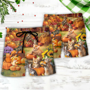 Thanksgiving Cat Wish You Happy Thanksgiving - Beach Short - Owl Ohh - Owl Ohh