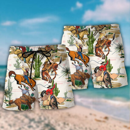 Cowboy Western Desert And Cactus Tropical - Beach Short - Owl Ohh - Owl Ohh