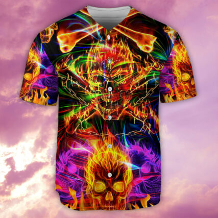 Skull Fire Angry - Baseball Jersey - Owl Ohh - Owl Ohh