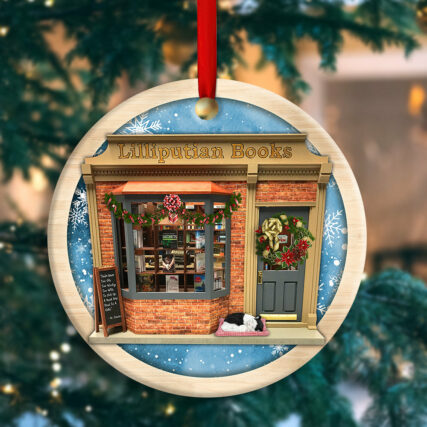 Bookstore Christmas Book And Snowflower Custom Photo Personalized - Circle Ornament - Owl Ohh - Owl Ohh