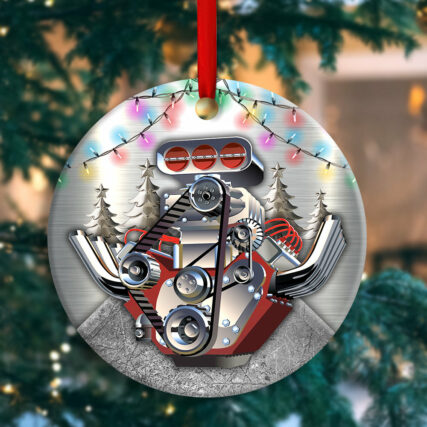Hot Rod Christmas Metal Christmas Tree And Colorful Light Custom Photo Personalized - Circle Ornament - Owl Ohh - Owl Ohh