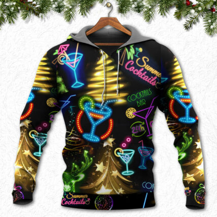 Cocktail Christmas Neon Art Drinking - Hoodie - Owl Ohh - Owl Ohh