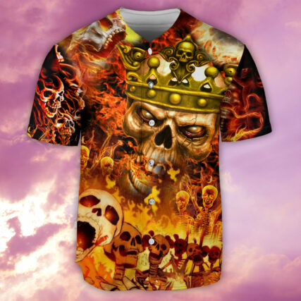 Skull King On Fire - Baseball Jersey - Owl Ohh - Owl Ohh