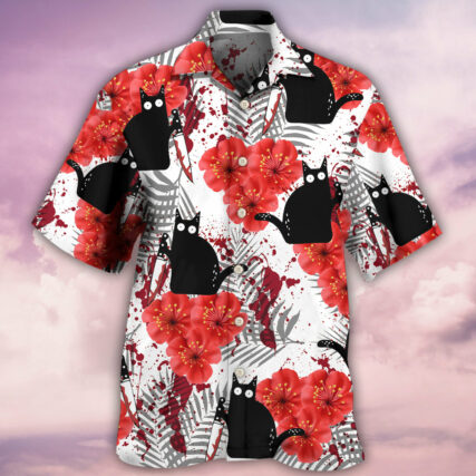 Black Cat Blood Stains - Hawaiian Shirt - Owl Ohh - Owl Ohh