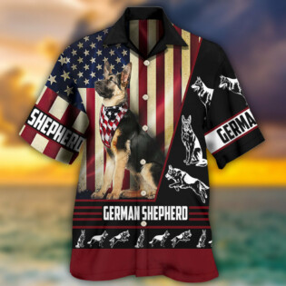 German Shepherd American Flag - Hawaiian Shirt - Owl Ohh - Owl Ohh