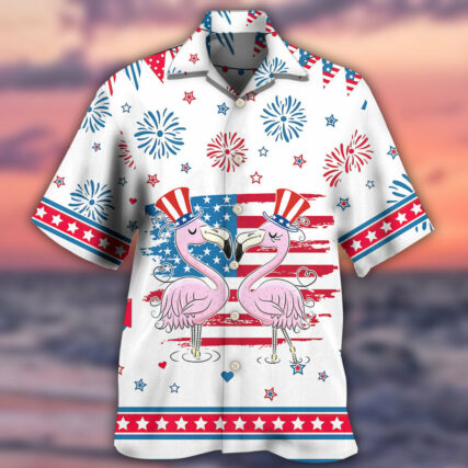 Flamingo Independence Day Star America - Hawaiian Shirt - Owl Ohh - Owl Ohh