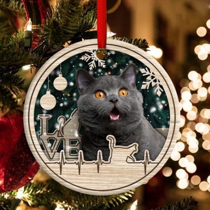 Christmas Cat Lover Heart Beat - Circle Ornament - Owl Ohh - Owl Ohh