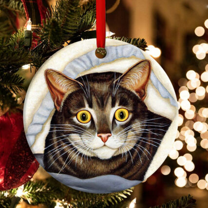 Cat Cute Tabby Art Style - Circle Ornament - Owl Ohh - Owl Ohh
