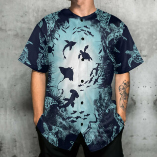 Turtle Aquarium Life Deep Blue Sea - Baseball Jersey - Owl Ohh - Owl Ohh