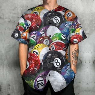 Billiard Balls Playing Pool - Baseball Jersey - Owl Ohh - Owl Ohh