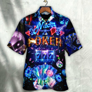Poker Neon Casino Slot Machine With Jackpot - Hawaiian Shirt - Owl Ohh for men and women, kids - Owl Ohh