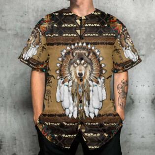 Wolf Native American Spirit - Baseball Jersey - Owl Ohh - Owl Ohh