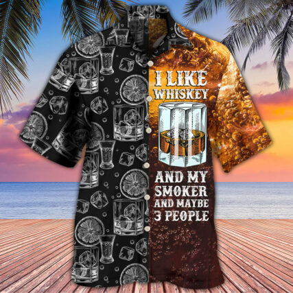 Wine Whiskey I Like Whiskey And My Smoker - Hawaiian Shirt - Owl Ohh - Owl Ohh