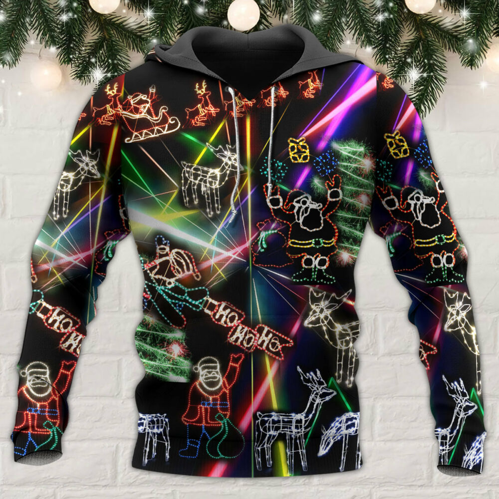 Christmas Tree Neon Art And Snowman - Hoodie - Owl Ohh - Owl Ohh