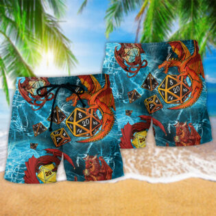 Dragon D20 Love Life Blue Mysterious Dragon Blue - Beach Short - Owl Ohh - Owl Ohh