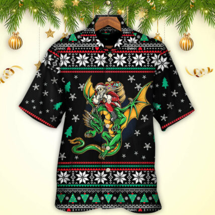 Christmas Santa Claus With Dragon - Hawaiian Shirt - Owl Ohh for men and women, kids - Owl Ohh
