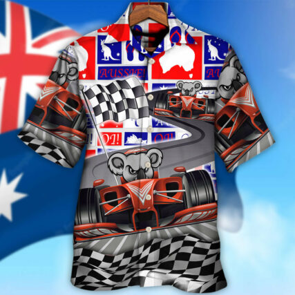 Koala Racing Formula One Car Racing Australian Vibe - Hawaiian Shirt - Owl Ohh for men and women, kids - Owl Ohh