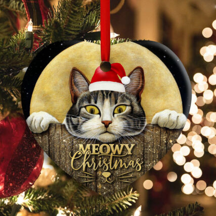 Christmas Cat With Moon Lover Cutie - Heart Ornament - Owl Ohh - Owl Ohh