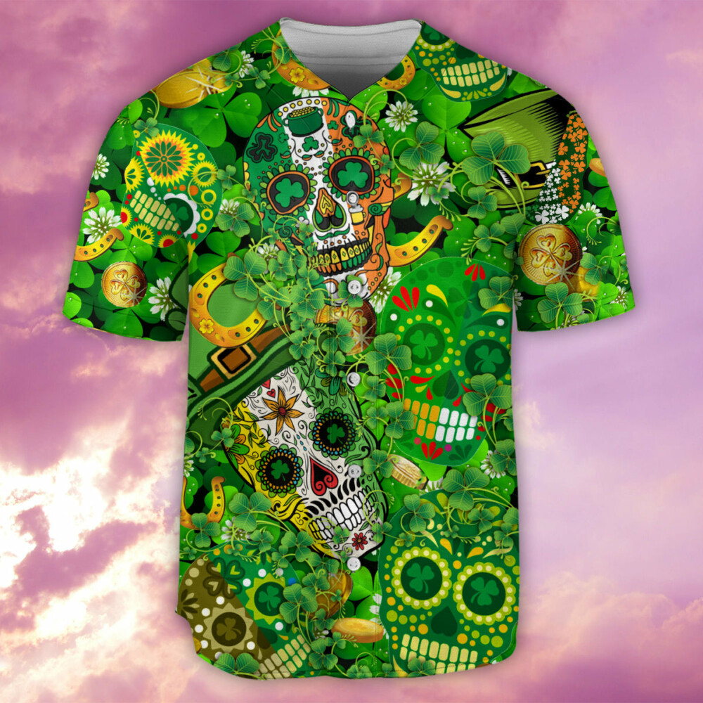 Irish Skull Irish Love Skull Happy And Gold - Baseball Jersey - Owl Ohh - Owl Ohh