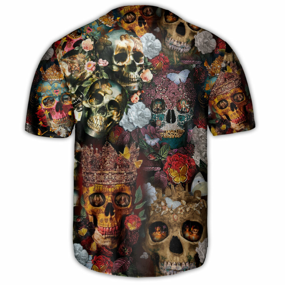 Skull Queen Love Flowers - Baseball Jersey - Owl Ohh - Owl Ohh