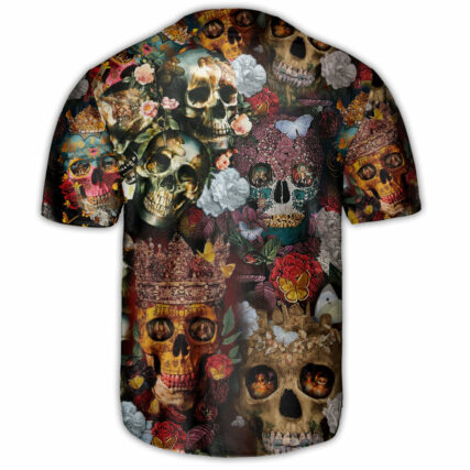 Skull Queen Love Flowers - Baseball Jersey - Owl Ohh - Owl Ohh