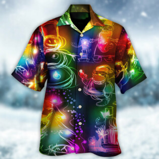 Christmas Santa Claus Tree Snowman Neon Light Style - Hawaiian Shirt - Owl Ohh - Owl Ohh