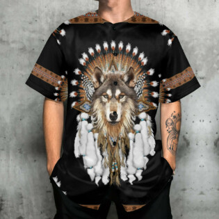 Wolf Native American Wolf Cool - Baseball Jersey - Owl Ohh - Owl Ohh