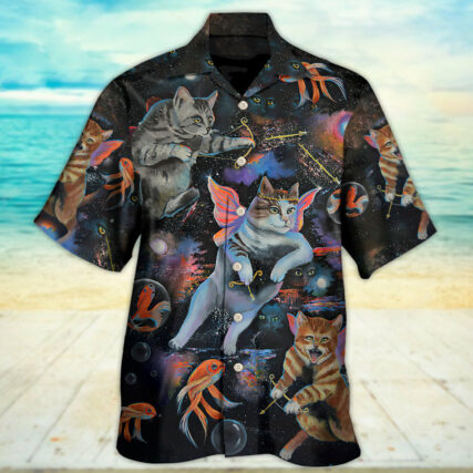 Cat Cupid With Goldfish on Heaven - Hawaiian Shirt - Owl Ohh - Owl Ohh