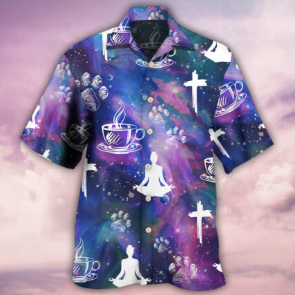 Coffee Jesus Dog Yoga - Hawaiian Shirt - Owl Ohh - Owl Ohh